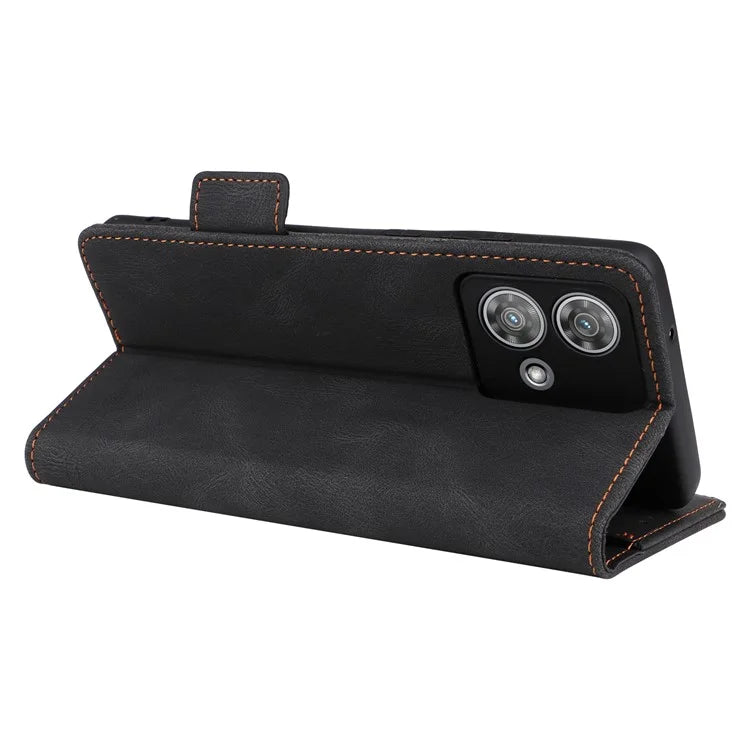 For Motorola Edge 40 Neo 5G Case PU Leather Wallet Cover with Hardware Decor