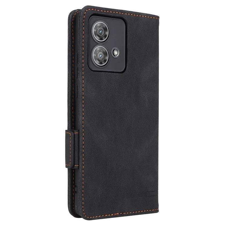 For Motorola Edge 40 Neo 5G Case PU Leather Wallet Cover with Hardware Decor