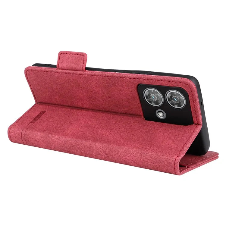 For Motorola Edge 40 Neo 5G Case PU Leather Wallet Cover with Hardware Decor