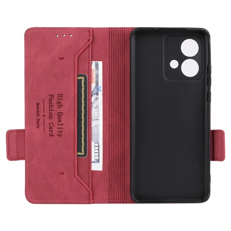 For Motorola Edge 40 Neo 5G Case PU Leather Wallet Cover with Hardware Decor