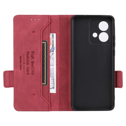 For Motorola Edge 40 Neo 5G Case PU Leather Wallet Cover with Hardware Decor