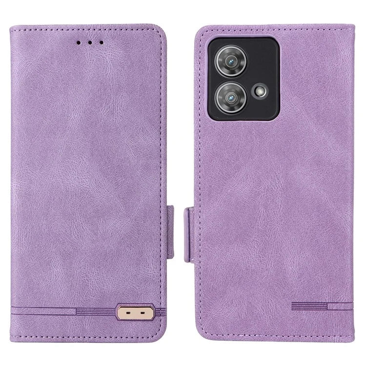 For Motorola Edge 40 Neo 5G Case PU Leather Wallet Cover with Hardware Decor