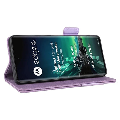 For Motorola Edge 40 Neo 5G Case PU Leather Wallet Cover with Hardware Decor