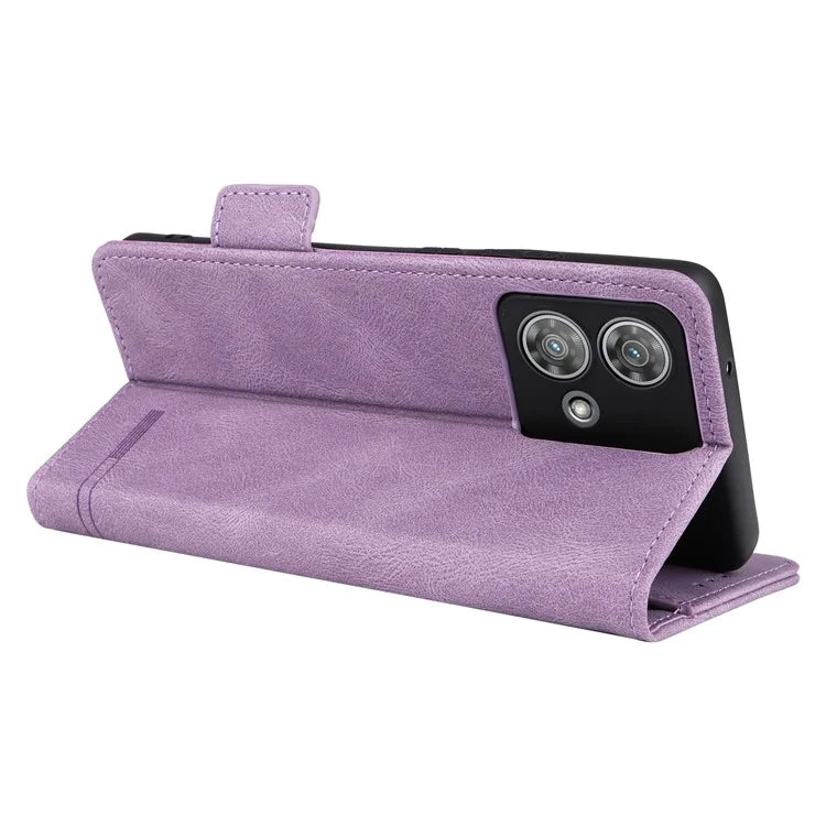 For Motorola Edge 40 Neo 5G Case PU Leather Wallet Cover with Hardware Decor