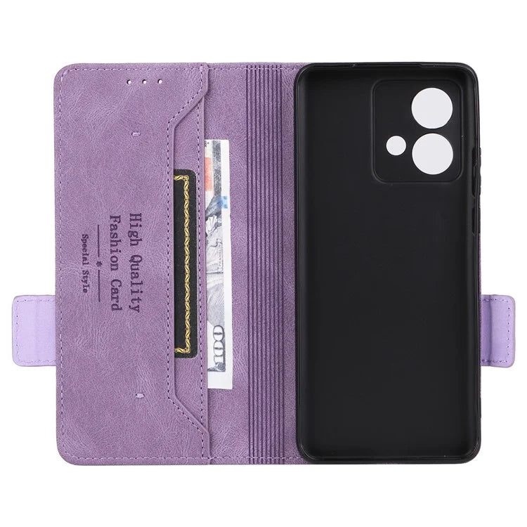 For Motorola Edge 40 Neo 5G Case PU Leather Wallet Cover with Hardware Decor