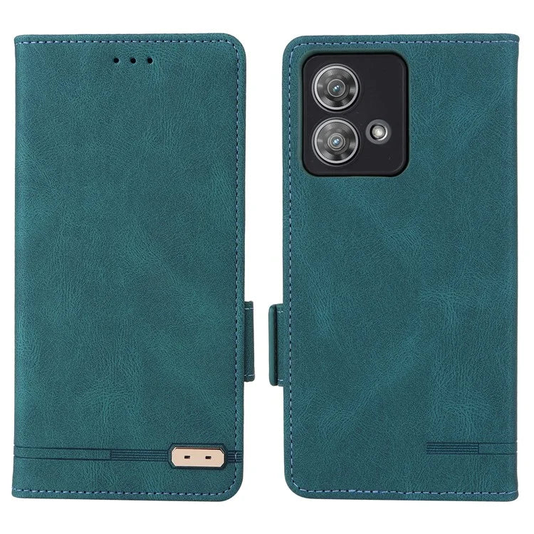 For Motorola Edge 40 Neo 5G Case PU Leather Wallet Cover with Hardware Decor