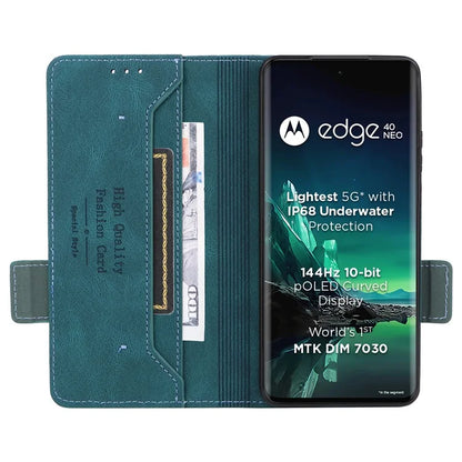 For Motorola Edge 40 Neo 5G Case PU Leather Wallet Cover with Hardware Decor