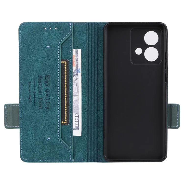 For Motorola Edge 40 Neo 5G Case PU Leather Wallet Cover with Hardware Decor