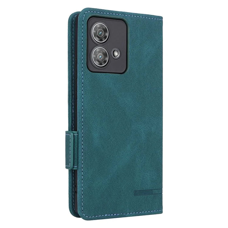 For Motorola Edge 40 Neo 5G Case PU Leather Wallet Cover with Hardware Decor