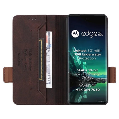 For Motorola Edge 40 Neo 5G Case PU Leather Wallet Cover with Hardware Decor