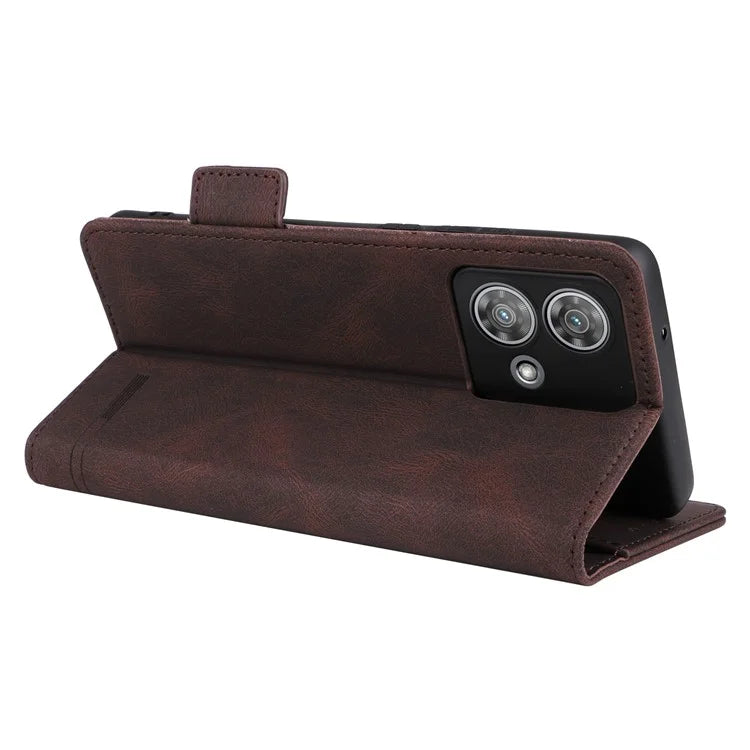 For Motorola Edge 40 Neo 5G Case PU Leather Wallet Cover with Hardware Decor