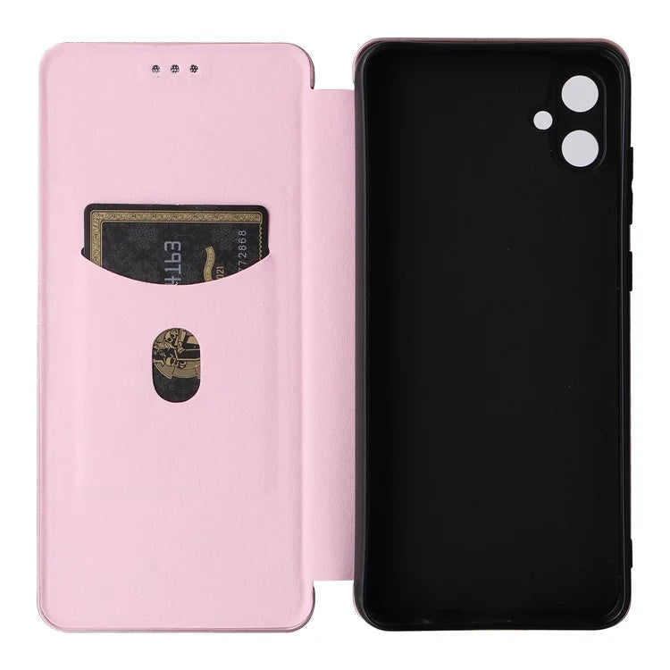 For Samsung Galaxy A05 4G Case Carbon Fiber Texture Leather Phone Cover