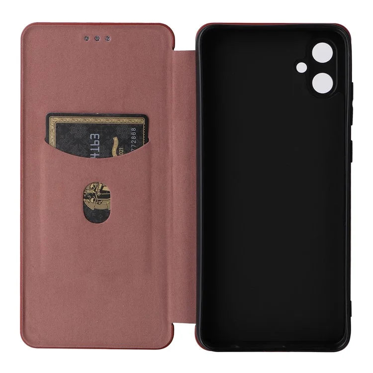 For Samsung Galaxy A05 4G Case Carbon Fiber Texture Leather Phone Cover