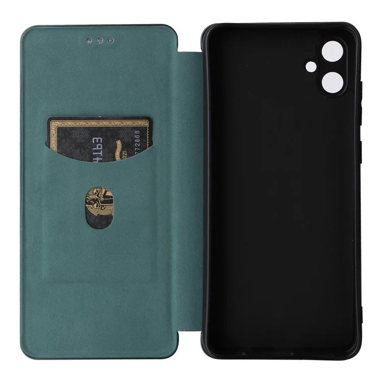 For Samsung Galaxy A05 4G Case Carbon Fiber Texture Leather Phone Cover