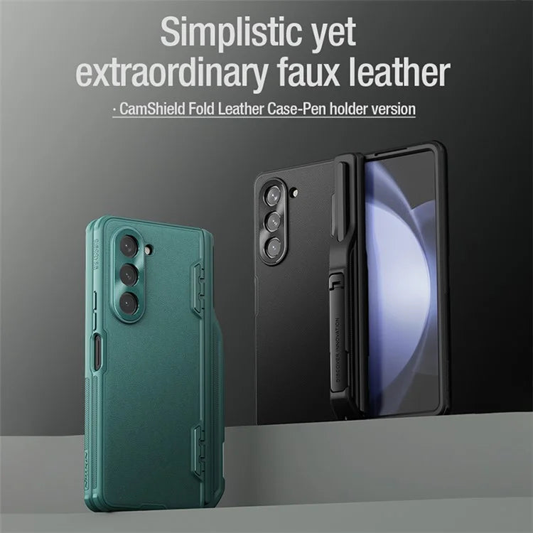 NILLKIN For Samsung Galaxy Z Fold5 5G W24 Case PU Leather Coated PC+TPU Phone Cover with Pen Slot