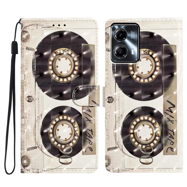 For Motorola Moto G53 5G Case Wallet Phone Cover with 3D Pattern Printing