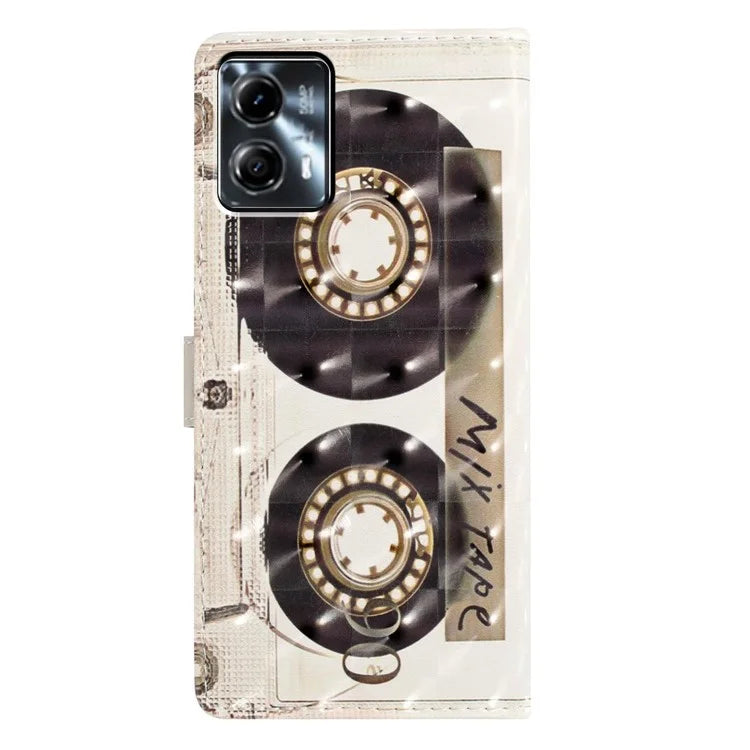 For Motorola Moto G53 5G Case Wallet Phone Cover with 3D Pattern Printing