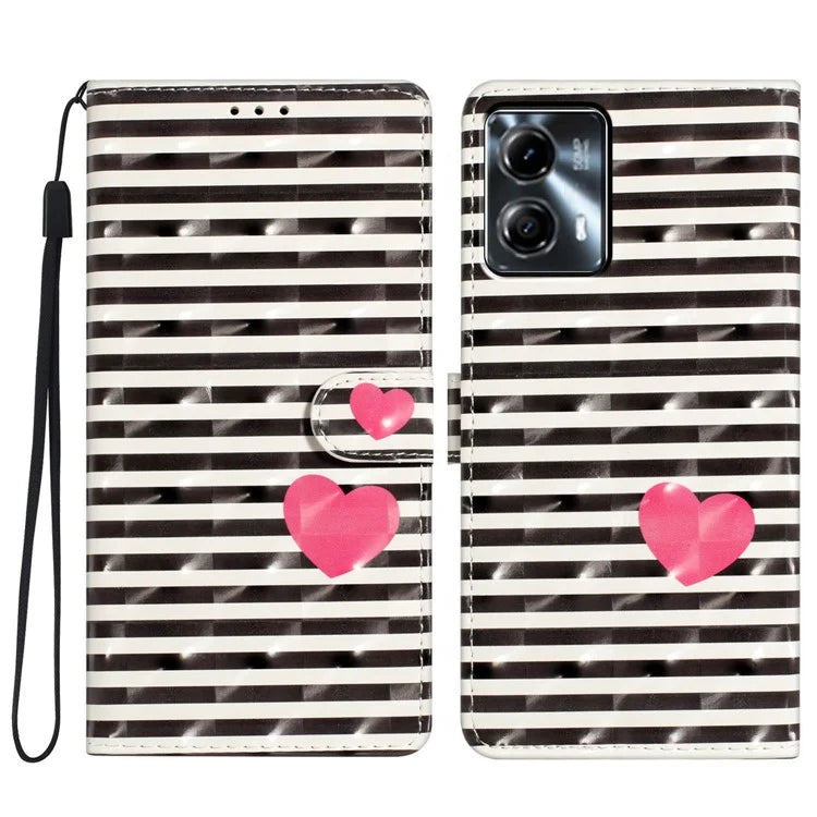 For Motorola Moto G53 5G Case Wallet Phone Cover with 3D Pattern Printing
