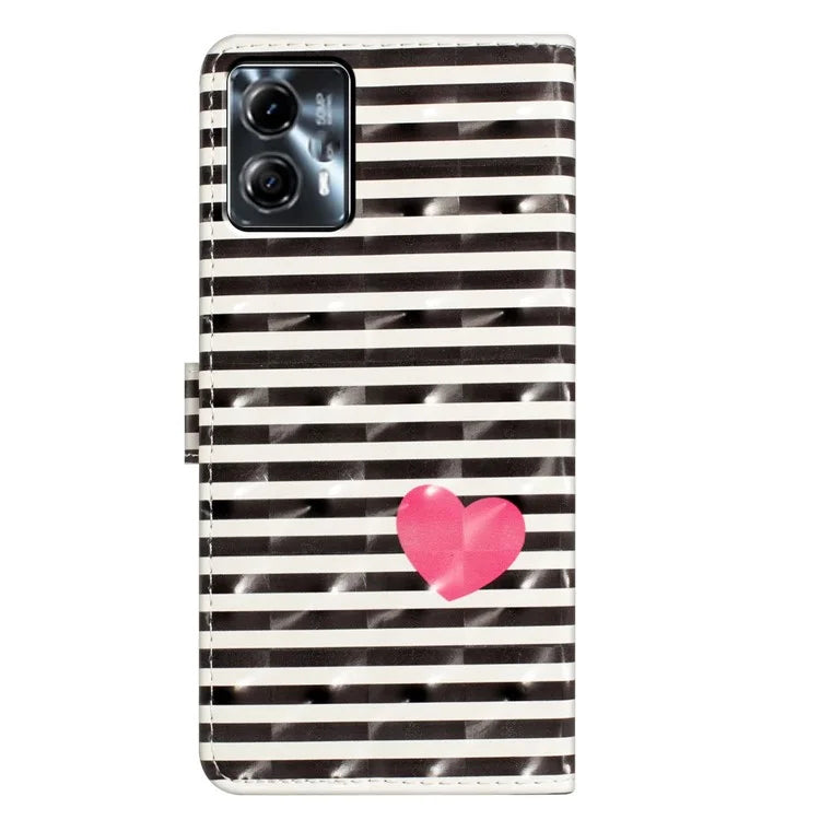 For Motorola Moto G53 5G Case Wallet Phone Cover with 3D Pattern Printing