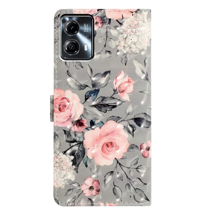 For Motorola Moto G53 5G Case Wallet Phone Cover with 3D Pattern Printing