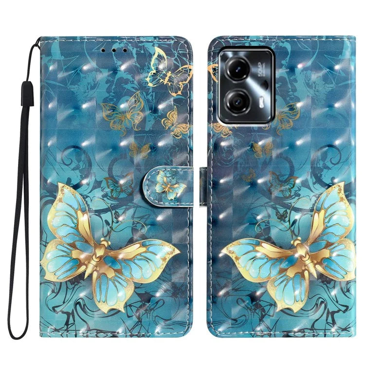 For Motorola Moto G53 5G Case Wallet Phone Cover with 3D Pattern Printing