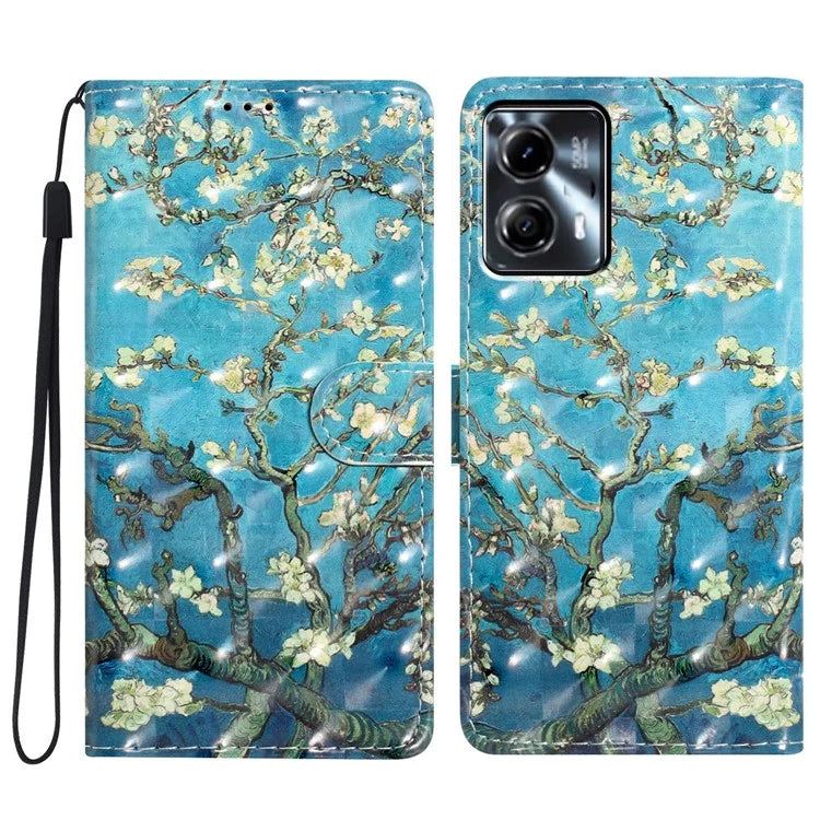 For Motorola Moto G53 5G Case Wallet Phone Cover with 3D Pattern Printing
