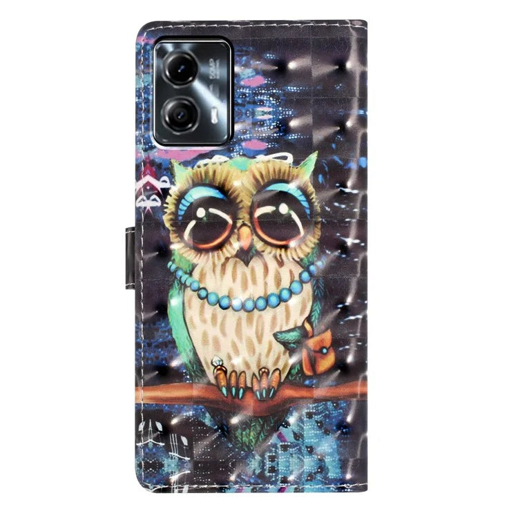 For Motorola Moto G53 5G Case Wallet Phone Cover with 3D Pattern Printing