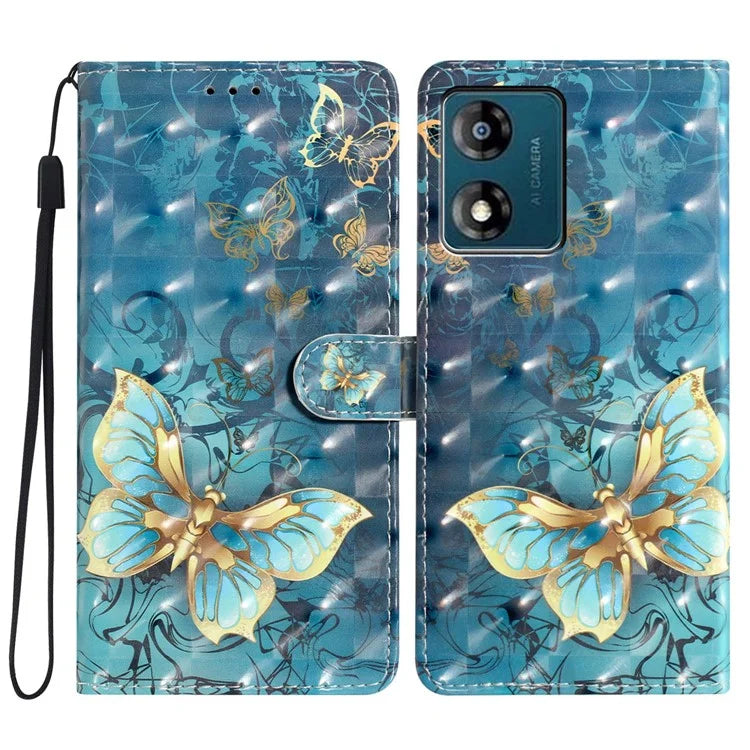 For Motorola Moto E13 4G Case 3D Pattern Print Wallet Leather Cover