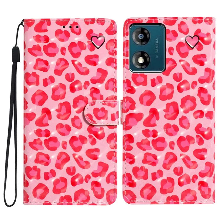 For Motorola Moto E13 4G Case 3D Pattern Print Wallet Leather Cover