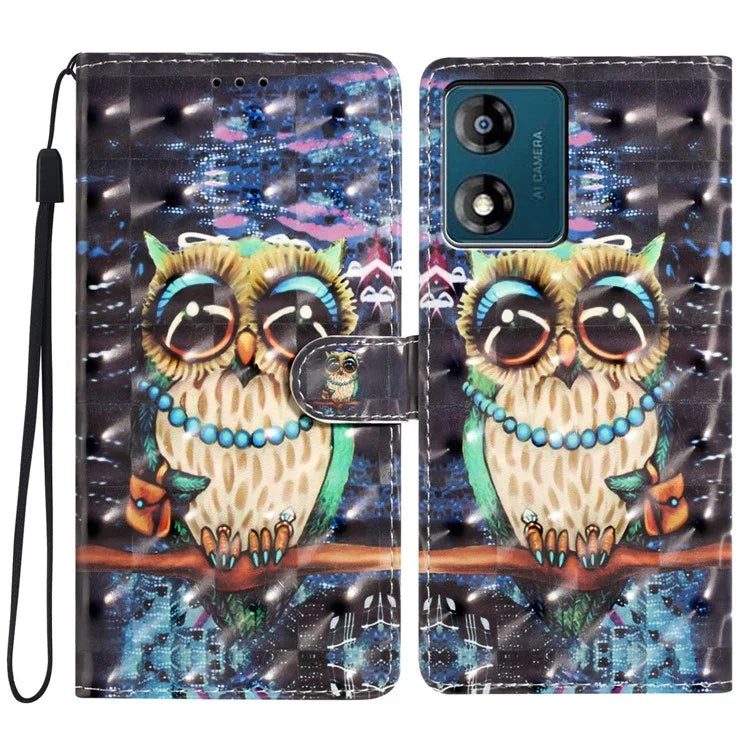 For Motorola Moto E13 4G Case 3D Pattern Print Wallet Leather Cover