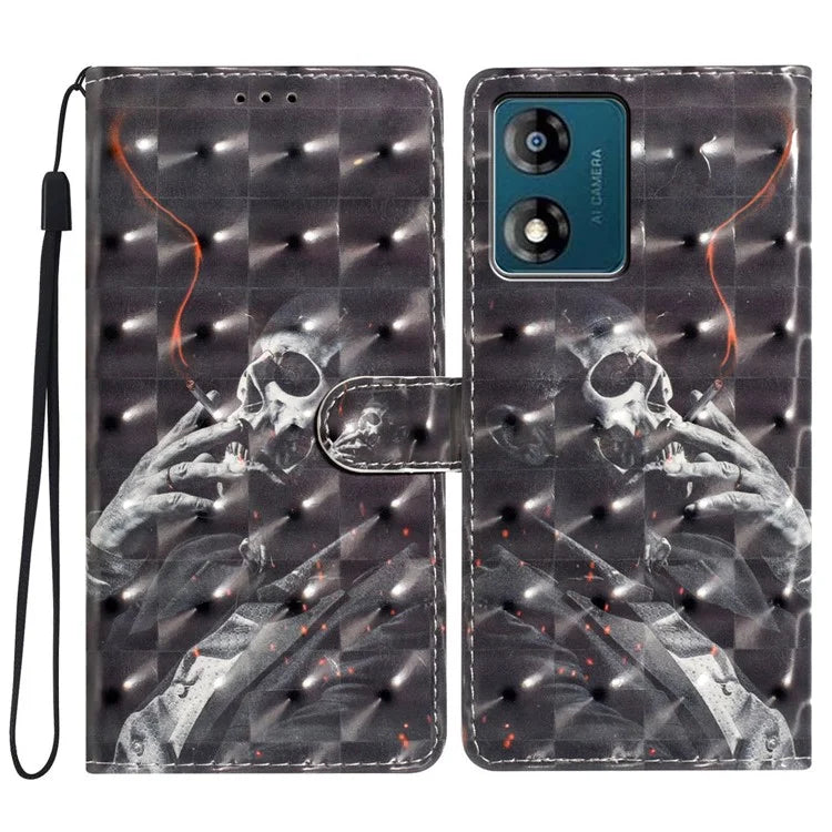 For Motorola Moto E13 4G Case 3D Pattern Print Wallet Leather Cover
