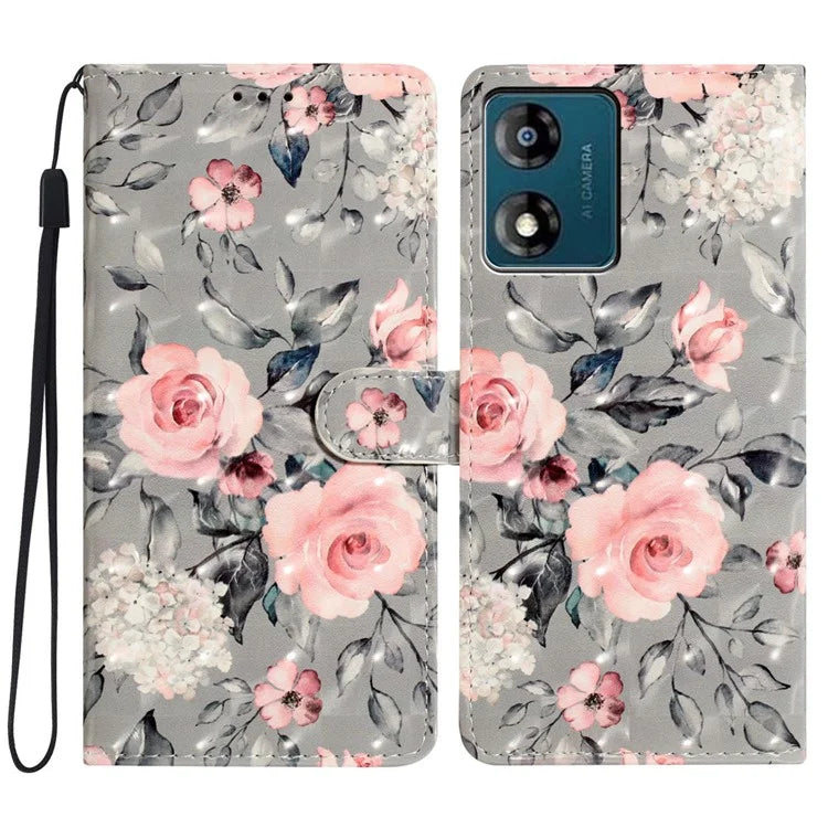 For Motorola Moto E13 4G Case 3D Pattern Print Wallet Leather Cover