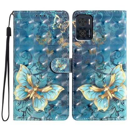 For Motorola Moto E22 4G Leather Case 3D Pattern Print Wallet Cover
