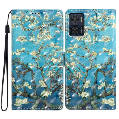 For Motorola Moto E22 4G Leather Case 3D Pattern Print Wallet Cover