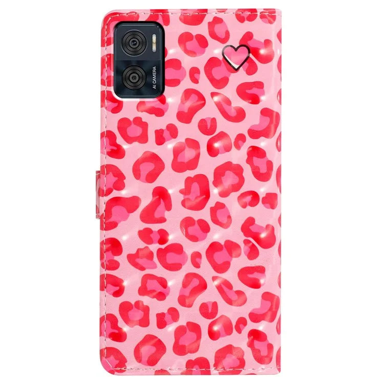 For Motorola Moto E22 4G Leather Case 3D Pattern Print Wallet Cover