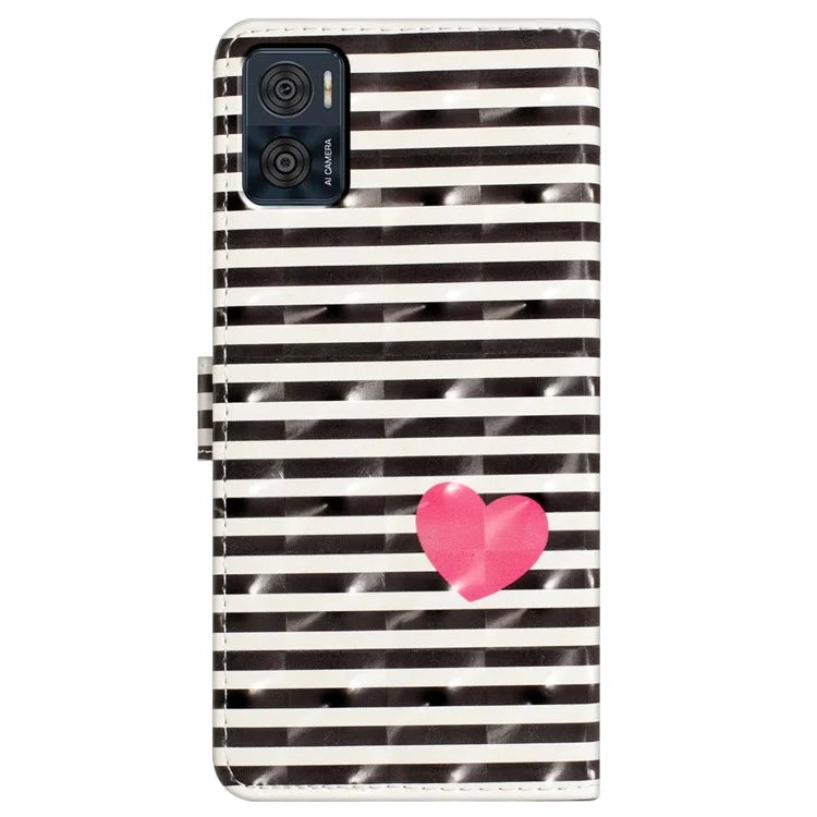 For Motorola Moto E22 4G Leather Case 3D Pattern Print Wallet Cover