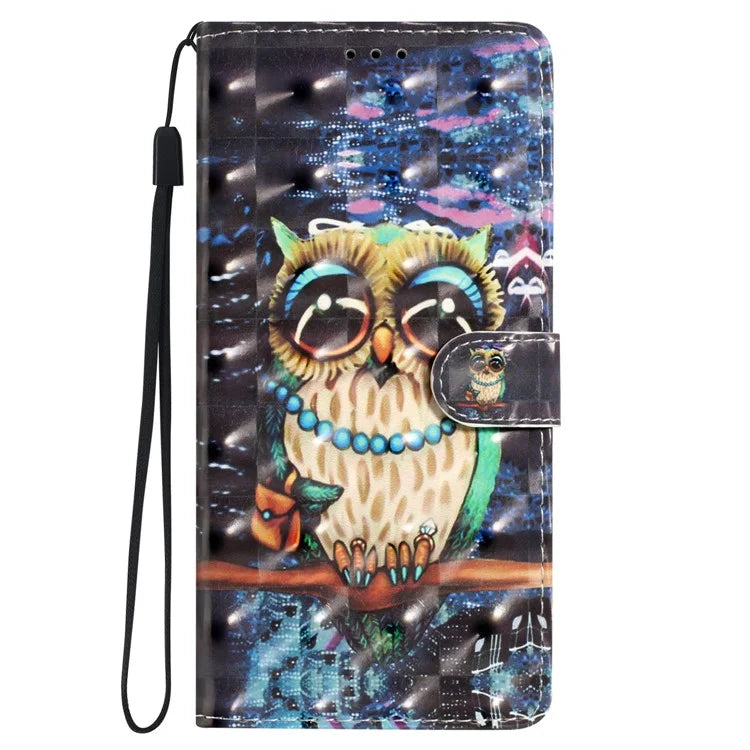 For Motorola Moto E22 4G Leather Case 3D Pattern Print Wallet Cover