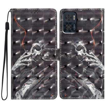 For Motorola Moto E22 4G Leather Case 3D Pattern Print Wallet Cover