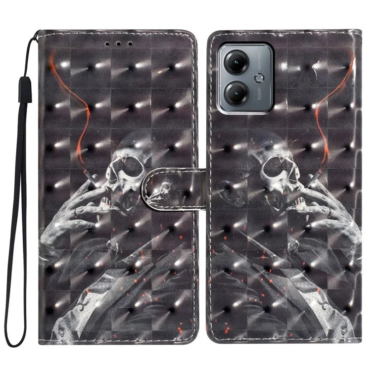 For Motorola Moto G14 4G Case 3D Pattern Print Leather Phone Cover