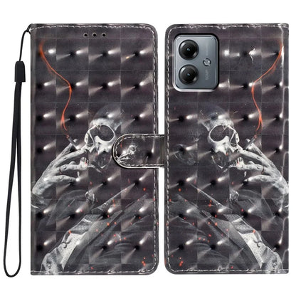 For Motorola Moto G14 4G Case 3D Pattern Print Leather Phone Cover