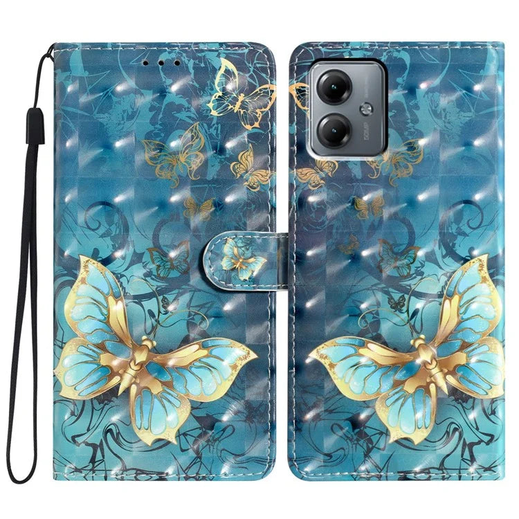 For Motorola Moto G14 4G Case 3D Pattern Print Leather Phone Cover