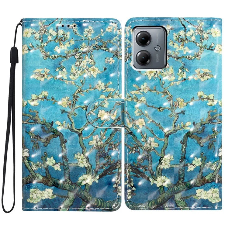 For Motorola Moto G14 4G Case 3D Pattern Print Leather Phone Cover