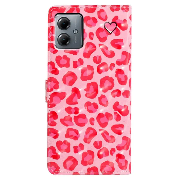For Motorola Moto G14 4G Case 3D Pattern Print Leather Phone Cover