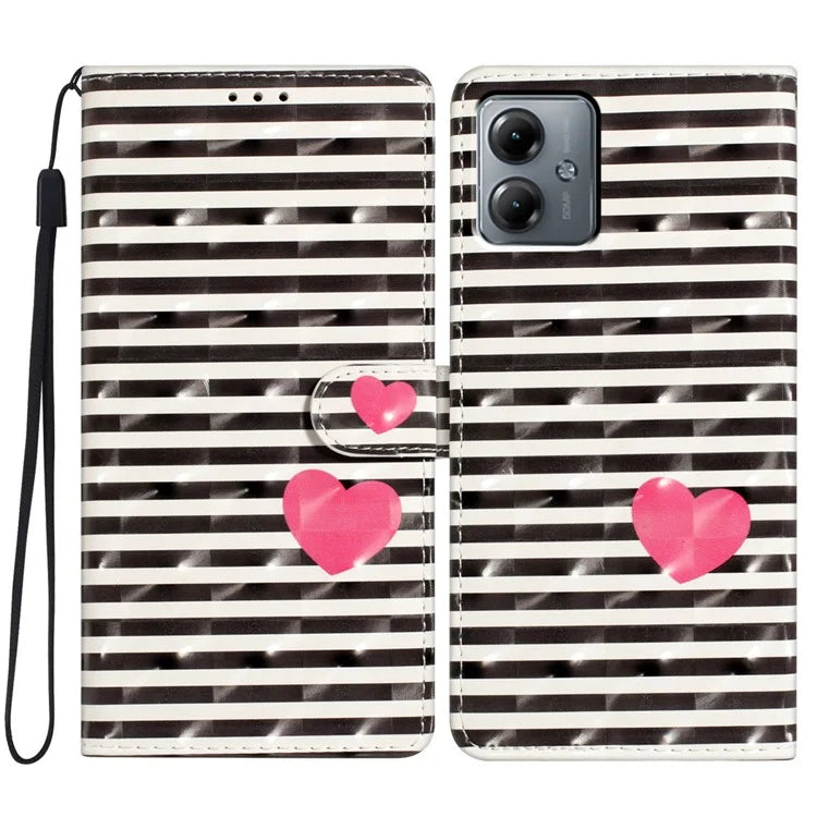 For Motorola Moto G14 4G Case 3D Pattern Print Leather Phone Cover