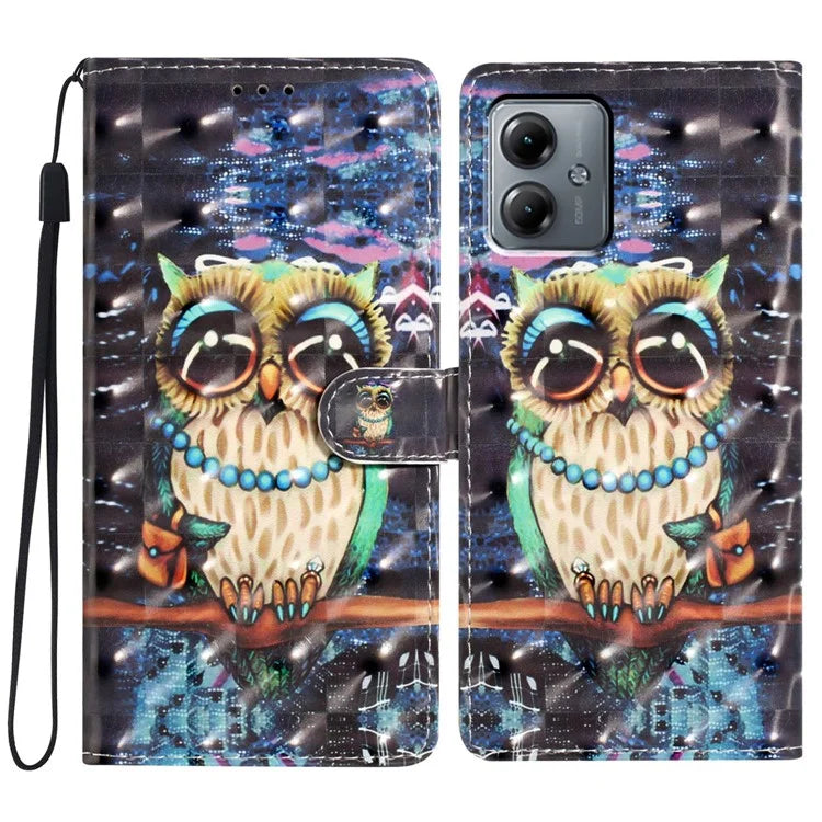 For Motorola Moto G14 4G Case 3D Pattern Print Leather Phone Cover