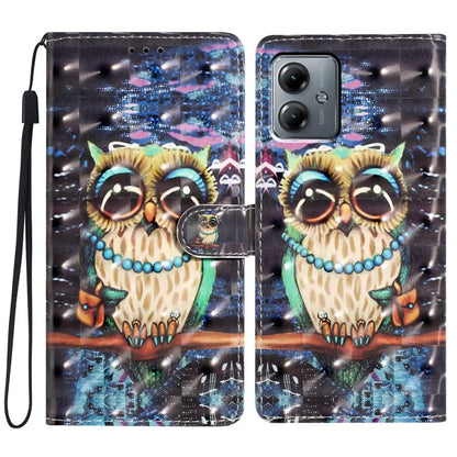 For Motorola Moto G14 4G Case 3D Pattern Print Leather Phone Cover