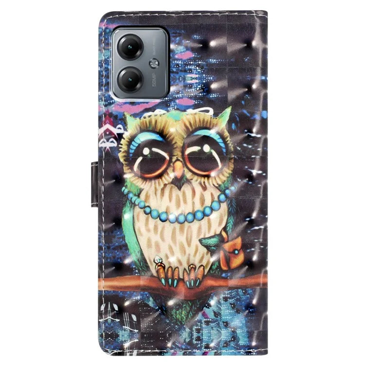 For Motorola Moto G14 4G Case 3D Pattern Print Leather Phone Cover