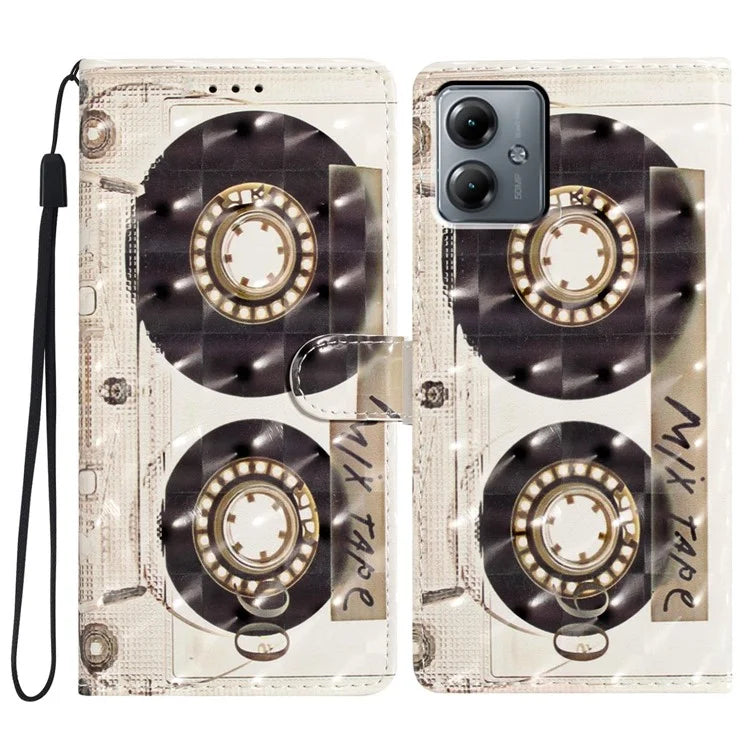 For Motorola Moto G14 4G Case 3D Pattern Print Leather Phone Cover