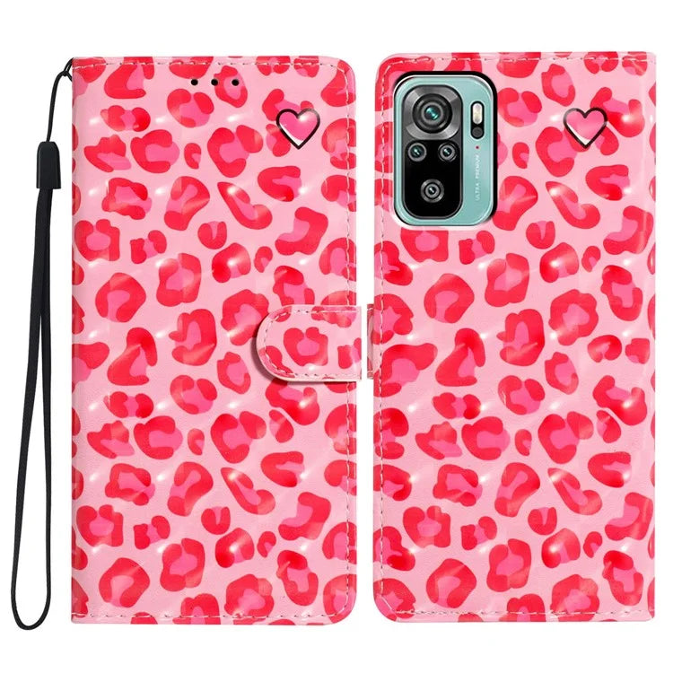 For Xiaomi Redmi Note 10 4G / Note 10S 4G / Poco M5s 4G Case 3D Pattern Wallet Phone Cover