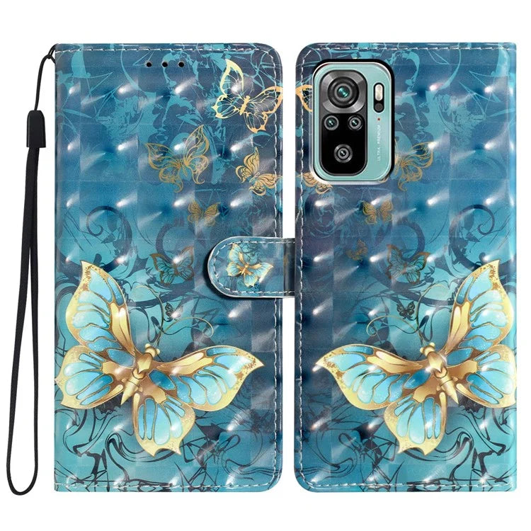 For Xiaomi Redmi Note 10 4G / Note 10S 4G / Poco M5s 4G Case 3D Pattern Wallet Phone Cover
